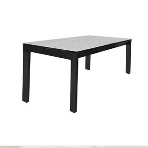 Meubletmoi Table de jardin 200 cm en verre trempe beton et metal 1 tiroir Gris 200x79x100cm