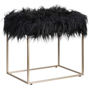 Beliani Tabouret en fausse fourrure noire