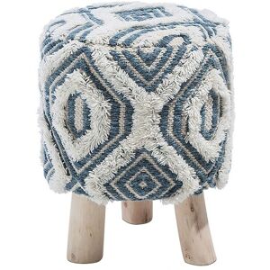 Beliani Petit tabouret bleu et blanc Blanc 33x44x33cm