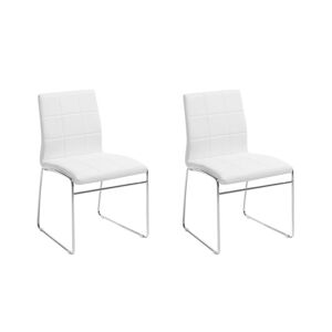 Beliani Deux chaises de salle à manger en cuir PU blanc - Publicité