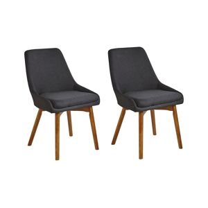Beliani Lot de 2 chaises de salle à manger en tissu noir - Publicité