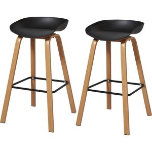 ATHM DESIGN Tabouret de bar assise plastique dur noir - Lot de 2 Noir 50x84x52cm