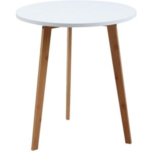 Aubry Gaspard Table d'appoint ronde en bois et mdf laqué blanc