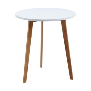 Aubry Gaspard Table d'appoint ronde en bois et mdf laqué blanc - Publicité