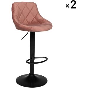 Lot de 2 tabourets de bar en velours rose Rose 48x106x46cm