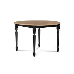 Hellin Table extensible ronde bois D105 cm + 1 allonge et Pieds tournés Noir 105x74x105cm
