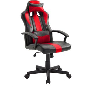 Happy Garden Fauteuil de bureau gamer en simili cuir noir et rouge - Publicité