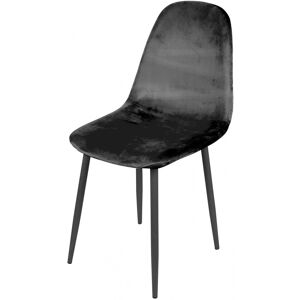 Wadiga Chaise en velours noir pieds en métal noir 44x53x88cm