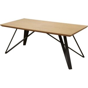 ATHM DESIGN Table basse plateau bois pieds métal noir 120x60cm - Publicité