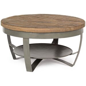 Hellin Table basse ronde en bois et metal Argent 65x34x65cm