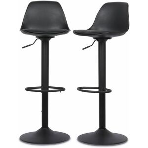 sweeek Tabourets de bar réglables simili cuir noir (lot de 2) Noir 40x83x38cm