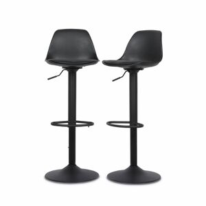 sweeek Tabourets de bar reglables simili cuir noir (lot de 2)