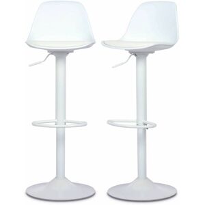 sweeek Tabourets de bar réglables, simili cuir blanc Blanc 40x83x38cm