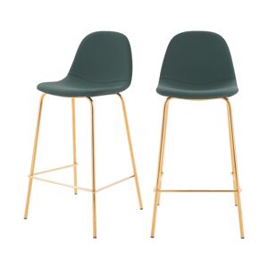 Rendez-Vous Deco Chaise pour îlot central 65 cm en cuir synthetique verte (lot de 2)