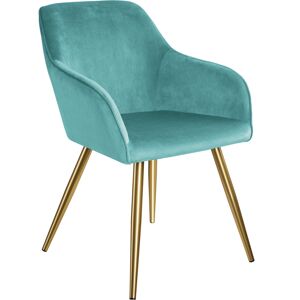 Tectake Chaise Rembourrée, aspect velours turquoise/or - Publicité