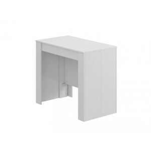 Dmora Table extensible effet bois 51/237x90 cm blanc brillant
