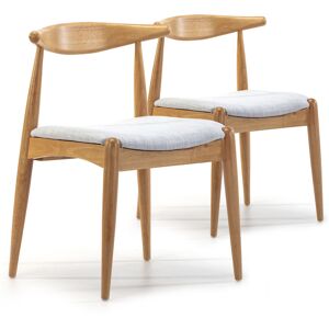 HOMN Pack 2 chaises, couleur chêne, bois massif, 52,5 cm x 50 cm x 74.5 cm - Publicité