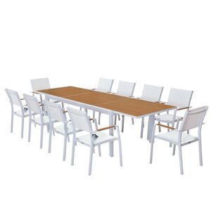 Avril Paris Table de jardin extensible aluminium blanc Blanc 300x75x100cm