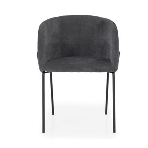 Tenzo Lot de 2 fauteuils de table en tissu et metal gris fonce