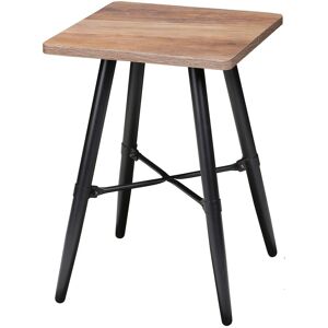 Toilinux Table d'appoint / bout de canape metal noir et bois - 40x40x50cm