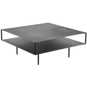 Robin des Bois Table basse double plateau carree metal