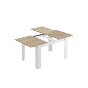 Dmora Table extensible effet bois 140/190x90 cm beige et blanc