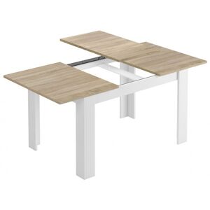 Dmora Table extensible effet bois 140/190x90 cm chene et blanc