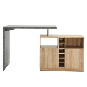 Baita Table de bar effet bois et beton pivotante 126 a 191cm