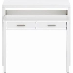 Dmora Console avec 2 tiroirs effet bois blanc Blanc 98x87x36cm