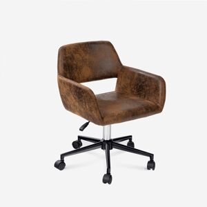 Urban Meuble Chaise de bureau vintage en tissu suède réglable marron - Publicité