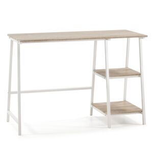 HOMN Bureau blanc, table pour pc, style industriel, 105 cm longueur Blanc 105x75x47cm