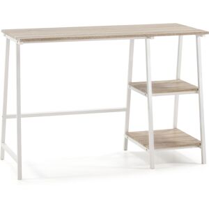 HOMN Bureau blanc, table pour pc, style industriel, 105 cm longueur