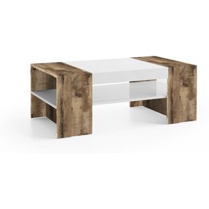 Dmora Table basse effet bois blanc Blanc 110x40x60cm