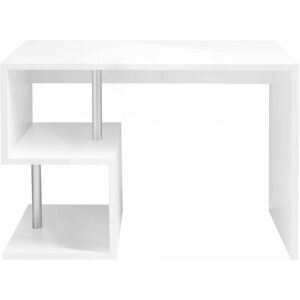 Dmora Bureau en forme de S effet bois blanc brillant 100x50h78 cm Blanc 100x78x50cm