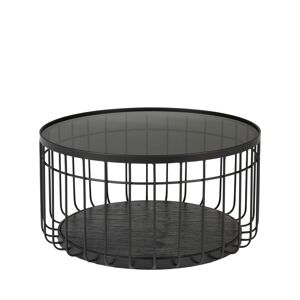 Drawer Table basse ronde en verre et metal D60cm noir Noir 60x31x60cm