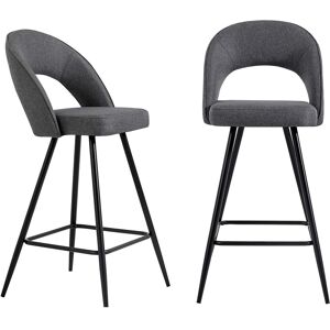 Baita Lot de 2 tabourets de bar en tissu gris piètement noir - Publicité