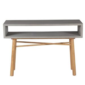 Zago Console en beton et chene massif Gris 36x76x110cm