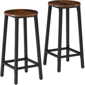 Tectake Lot de 2 tabourets de bar Style industriel Bois fonce industriel,