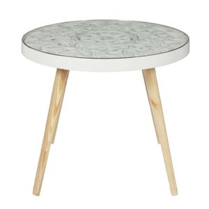 Toilinux Table basse ronde blanc Blanc 50x42x50cm