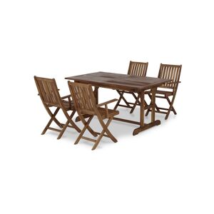 Defora Home Table de jardin extensible 150/210×90 et 4 chaises pliables Marron 210x87x90cm