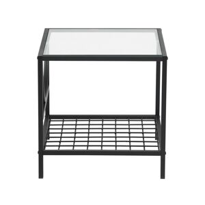 Urban Meuble Table d'appoint carrée en verre et métal noir