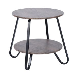 Urban Meuble Table d'appoint ronde style industriel noyer foncé