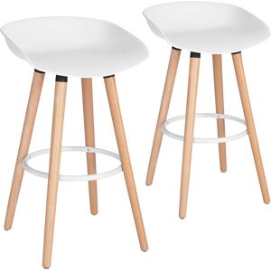 Urban Meuble Lot de 2 tabourets de bar scandinave blanc pieds bois 45*43.5*77.5cm - Publicité