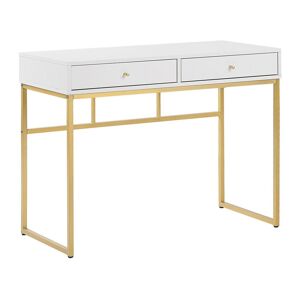 Beliani Console blanche et dorée 2 tiroirs Blanc 100x79x48cm