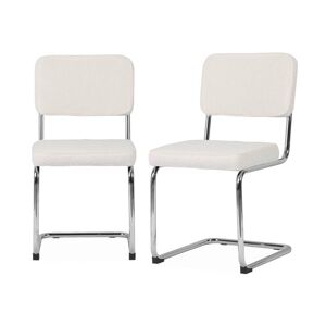 sweeek 2 chaises cantilever, à bouclettes blanches Blanc 46x84x54cm