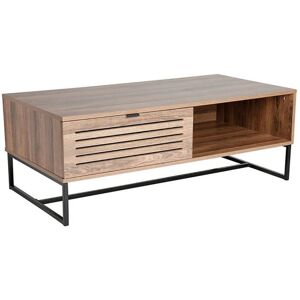 Jardideco Table basse bois pieds metal Beige 110x40x55cm