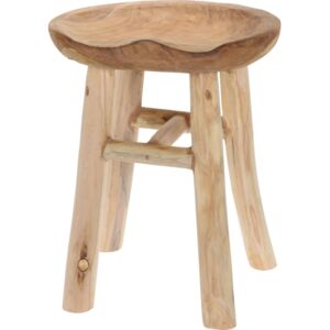 Wadiga Tabouret rustique rond en teck - 35x35x42cm