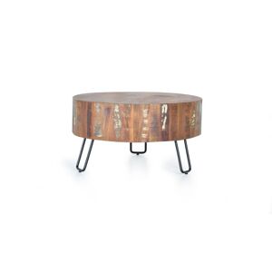 GINER Y COLOMER Table en bois recyclé et pieds en métal Multicolore 70x38x70cm