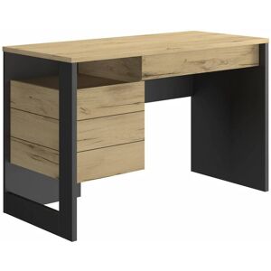 CAMIF Bureau 1 tiroir 1 porte effet bois et noir