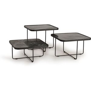 GINER Y COLOMER Set de 3 tables d'appoint en marbre et metal